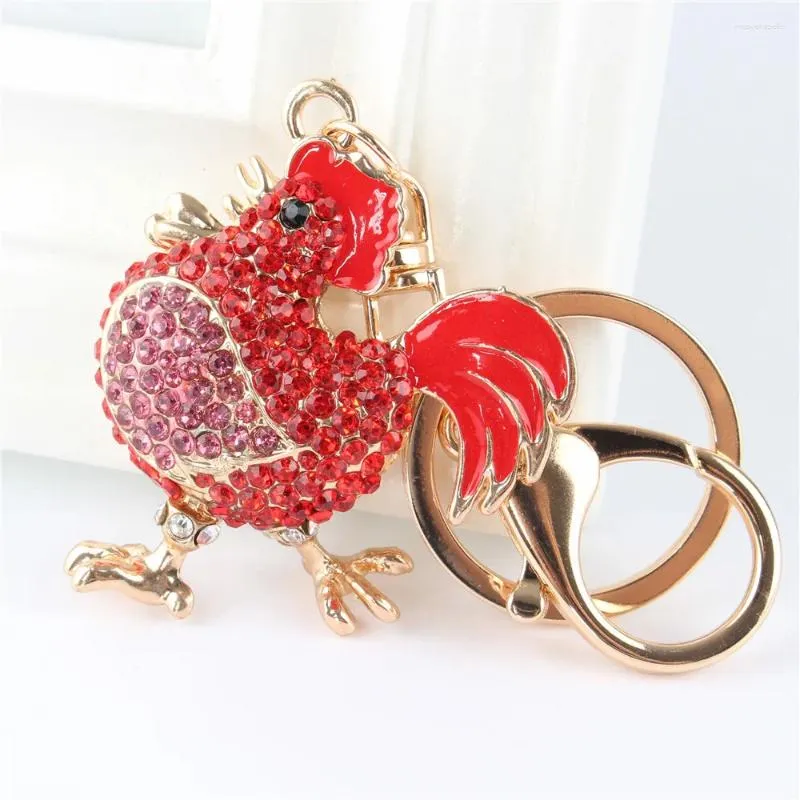 Chaveiros Red Cock Galo Moda Strass Cristal Bolsa Saco Chaveiro Chaveiro Corrente Jóias Presente Brutal-estilo Chegar