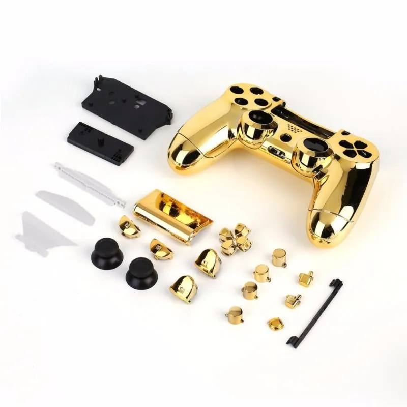 Freeshipping Full Housing Shell Case Skin Cover Button Set with Full Buttons Mod Kit Replacement For Playstation 4 PS4 Controller Gold Najbm