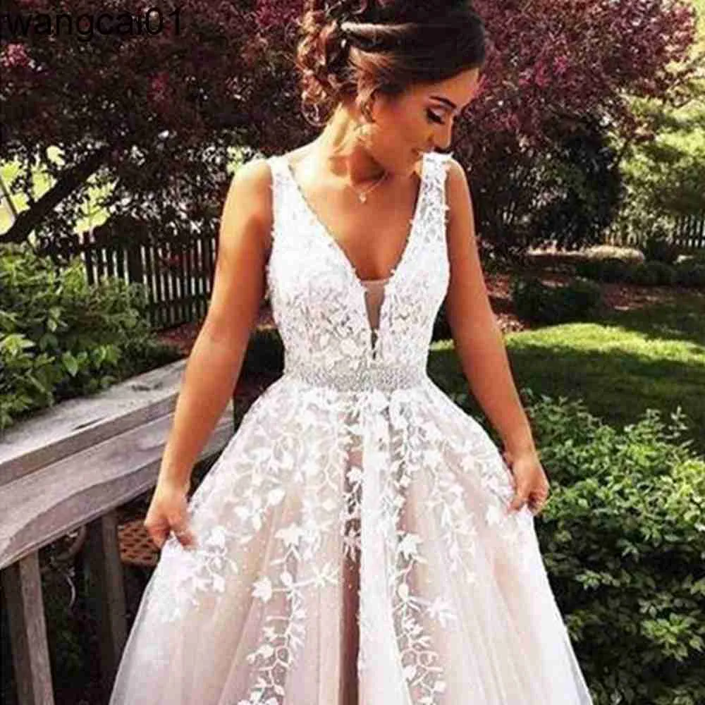 Party Dresses Wedding Dress 2023 Sexy V-neck Court Train Backss Dresses Classic A-line Princess Luxury Vestido De Noiva Plus Size 0408H23