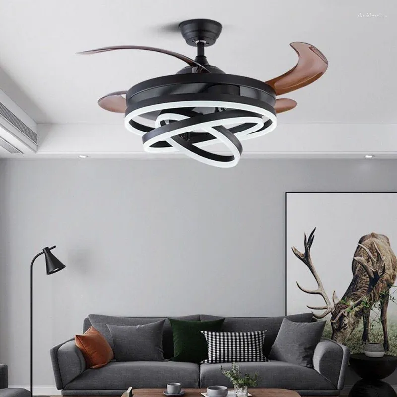 Art Light Led Ceiling Fan Pendant Lamp Chandelier Modern 42inch Adjustable Living Bedroom Summer Winter Ventilador De Teto