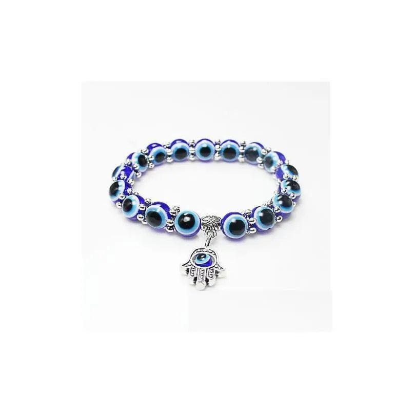 Perlé Chanceux Fatima Hamsa Main Bleu Mauvais Oeil Charmes Bracelets Bracelets Perles Pseras Turques Pour Femmes Bijoux Livraison Directe Je Dhgarden Dhmh8