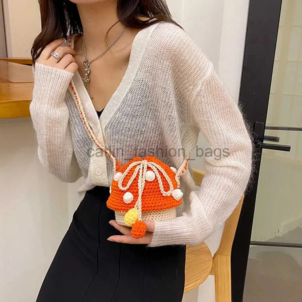 Shoulder Bags Cute Knit Musroom Crossbody Bags andmade Soulder Bag Mini Purse Women's bag Quality Giftcatlin_fashion_bags