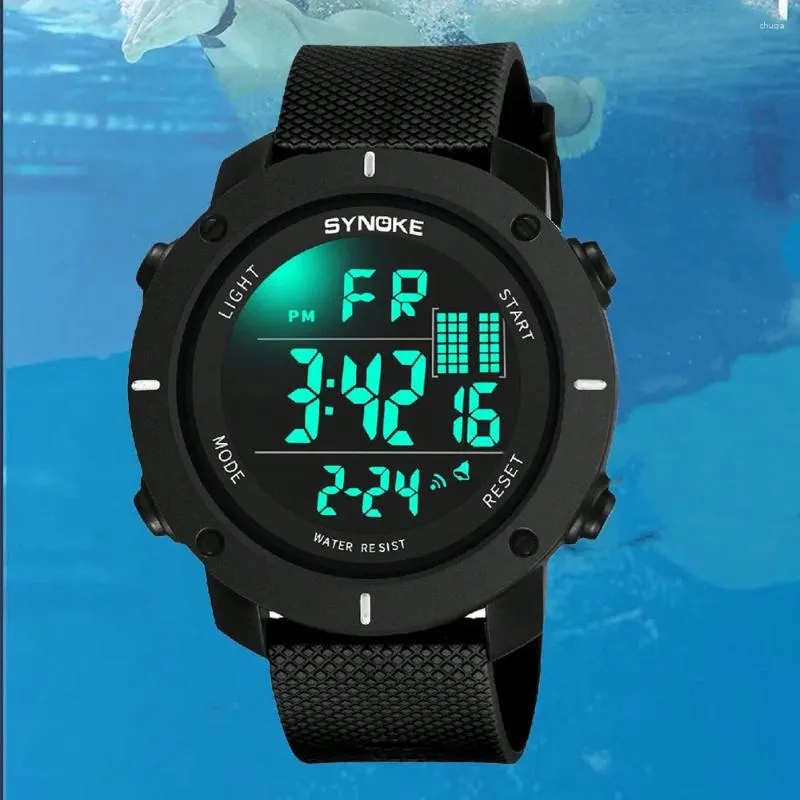 Zegarwne zegarek Synoke Watch 50m Waterproof Digital Wojskowe zegarki wojskowe na świeżym powietrzu na rękę na rękę dla mężczyzn reloj hombre