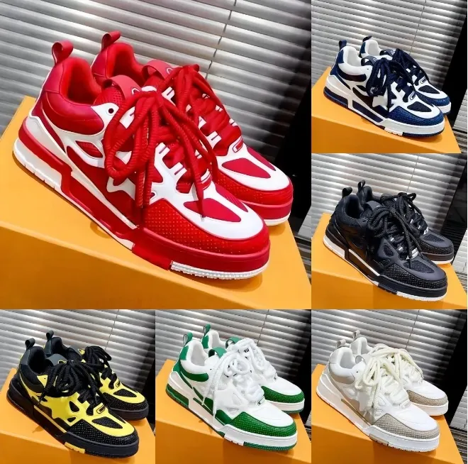 Scarpe di marca Scarpe da skate Sneaker Virgil Uomo Donna Scarpe casual Pelle di vitello Pelle Abloh Nero Bianco Verde Rosso Blu Scarpe sovrapposte in pelle