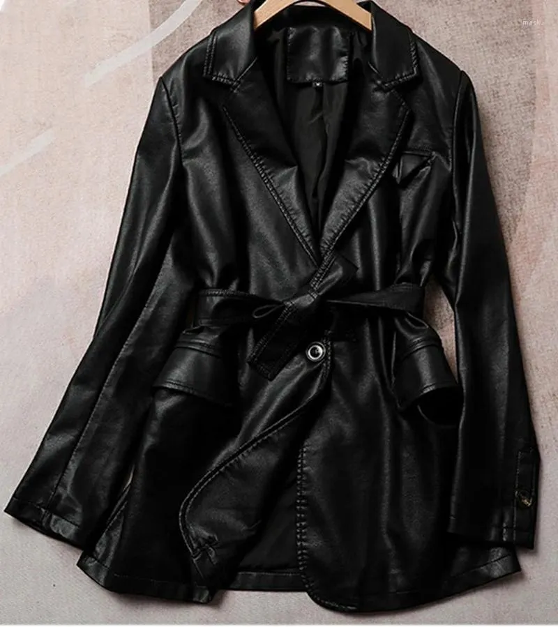 Pu Leather Faux Black Leather Blazer Pink Vanilla Black Faux PU - Main Image