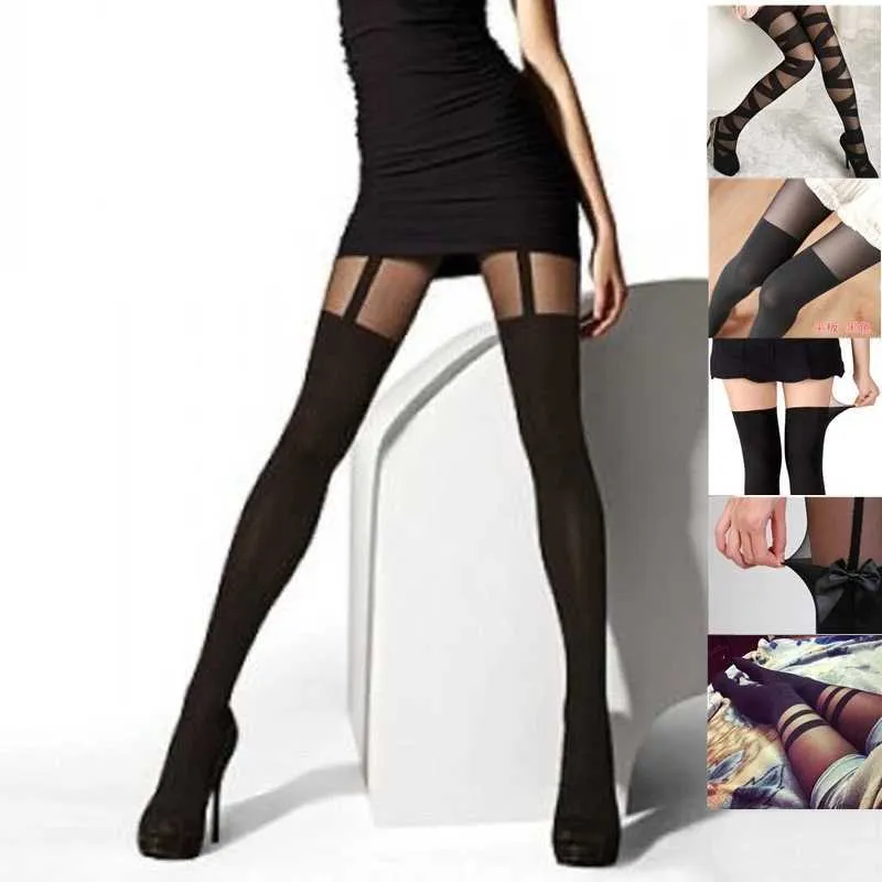 5 PC sexiga strumpor 2021 grossist super vintage tights båge strumpbyxor tatuering håliga bågsupphängare rena strumpor sexiga svarta fisknät strumpbyxor z0407