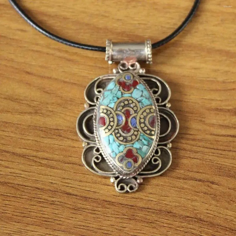Ожерелья с подвесками PN050, винтажное тибетское медное ожерелье с инкрустацией красочным камнем, жаждущее пчелы