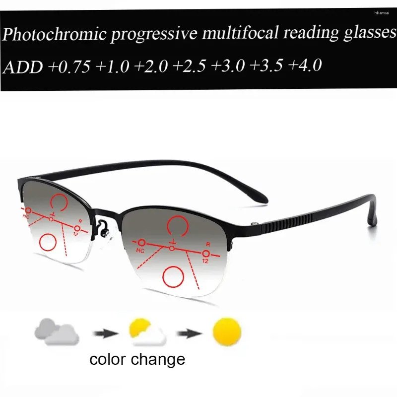 Okulary przeciwsłoneczne Ultralight Pochromic Gray Progresywne wieloogniskowe okulary czytania Business Men Kobiety 1,0 1,5 1,0 2,0 2,5 3 3,5 4