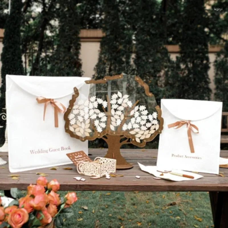 Articoli per feste Libro degli ospiti per matrimonio Drop Box Albero Decorazione per libro degli ospiti Segno in carta di legno a forma di albero per la reception