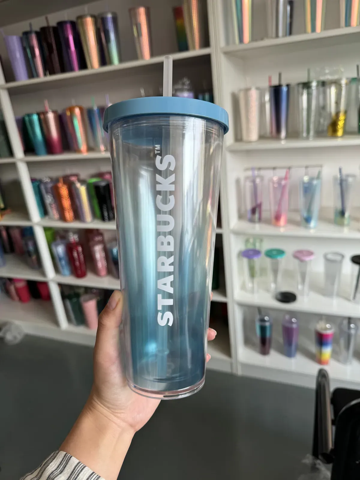 New Mermaid Goddess Starbucks 24oz/710ml Double Wall Plastic Tumblers Reusable Clear Drinking Car Mugs Flat Bottom Gradient Colors Water Cups With Lid Straw 1030