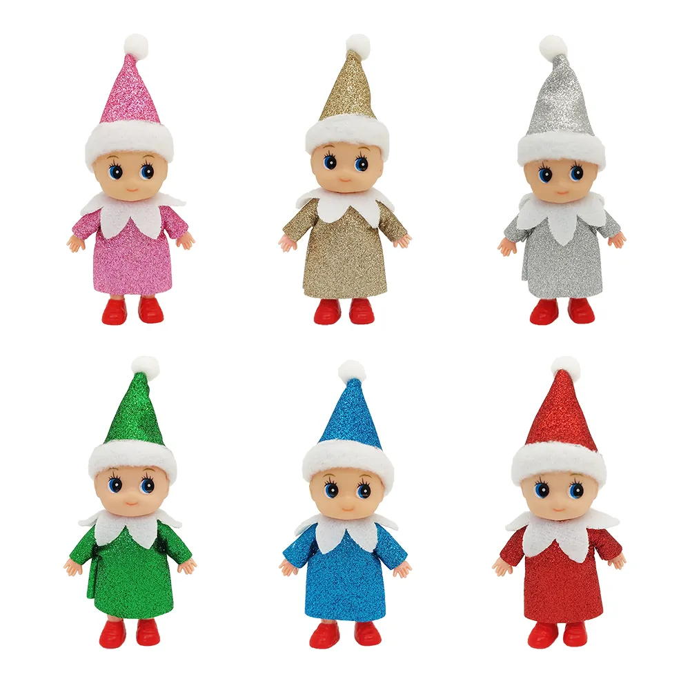 Natal Elf de bebê brilhante em uma prateleira gêmeos gêmeos de gêmeos para crianças brilhando nova cor de cor infantil artesanato bebês decoração de brinquedos na prateleira presente de acessórios para crianças