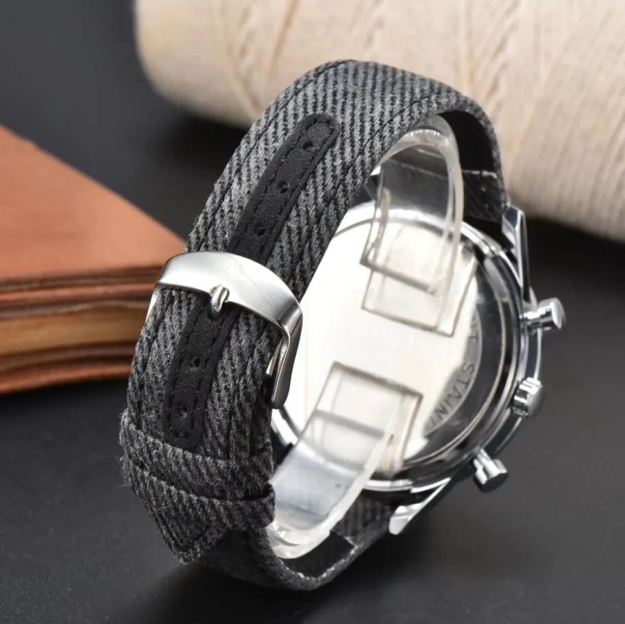 leather belt wristwatch sub dials work fashion mens watches High Quality Sport Japen Quartz Chronograph wholesale men's gifts wristwatch