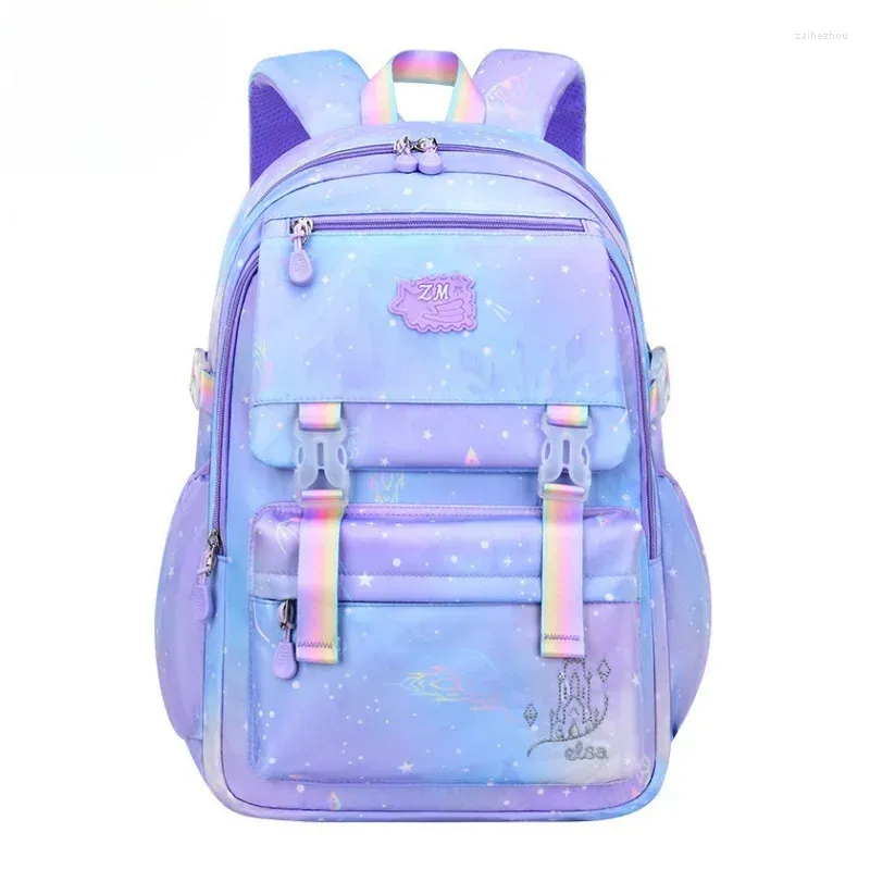 Sacs d'école élémentaire pour filles Style coréen livre mignon enfants sac à dos étanche sac violet enfants