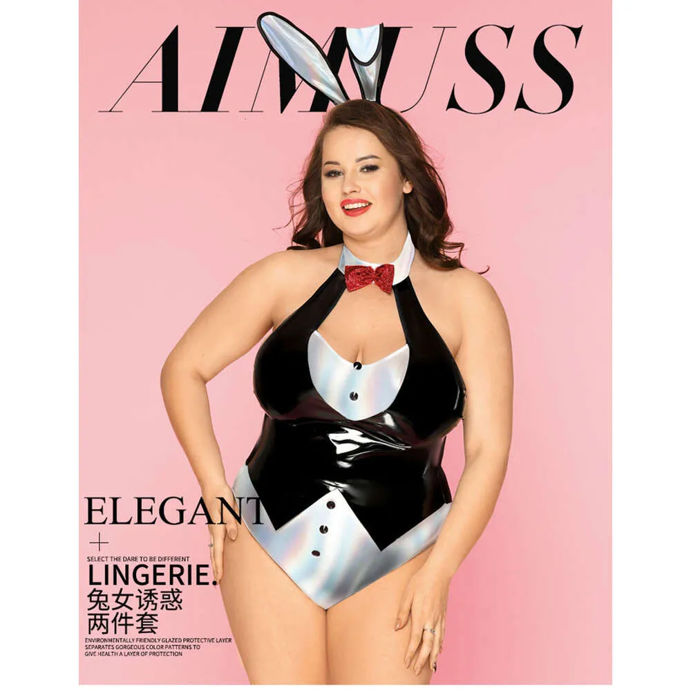 Sexy Plus Size Bunny Girl Plus Size Latex Bodysuit For Cosplay And