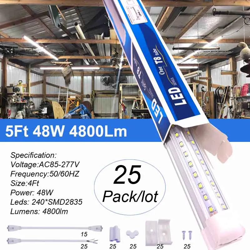 V Shaped 12v Led Tube Light Lights With Integrated T8 Bulb 2FT To 8FT