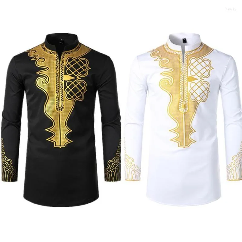 Clothing Ethnic Clothing Long Sleeve Clothes For Men Shirt African Fashion Dresses Print Rich Bazin Dashiki 2023 Slim Fit Mens Top S2XL