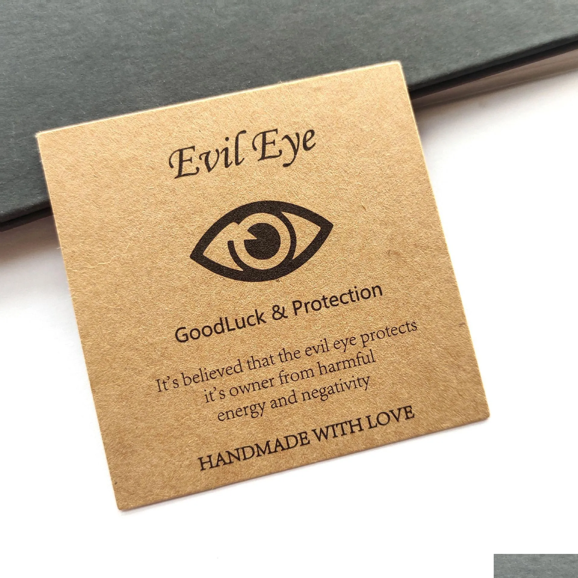 Tags, Price Tags, Card 100Pcs Handmade The Evil Eye Design Packaging Card Paper Good Luck Protection Friendship Bracelet Jew Dhgarden Dhqic