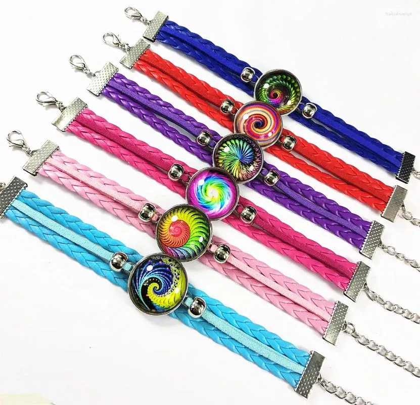 Charm Bilezikler Jiangzimei 24 PCS Tasarım Kırmızı Mavi Pembe Gül Çiçek Cam Cabochon Etnik Tarzı Retro Püsküller Kızlar Partisi