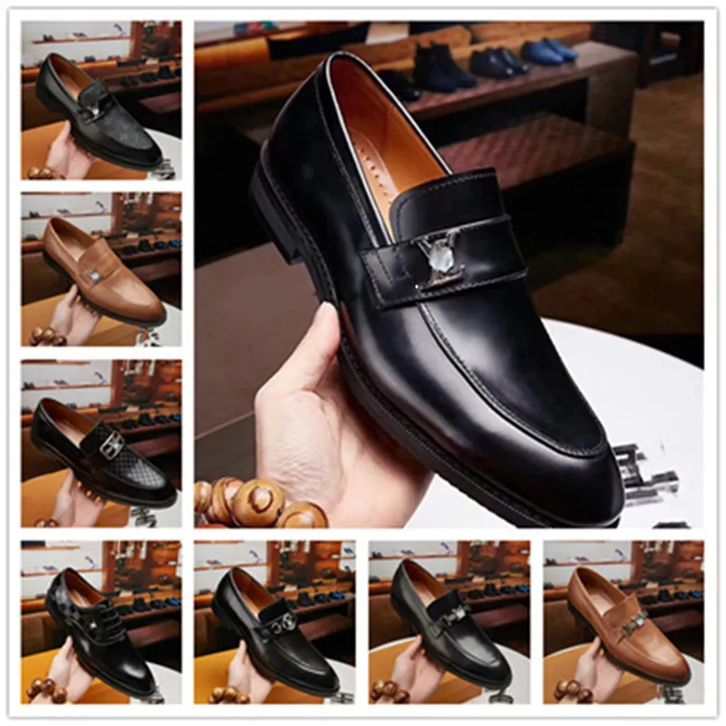 22 Model Fashion Slip On Men Dress Shoes Men Oxfords Fashion Business Dress Men Shoes New Designer Classic Leather Men'S Suits Shoes big size 38-47