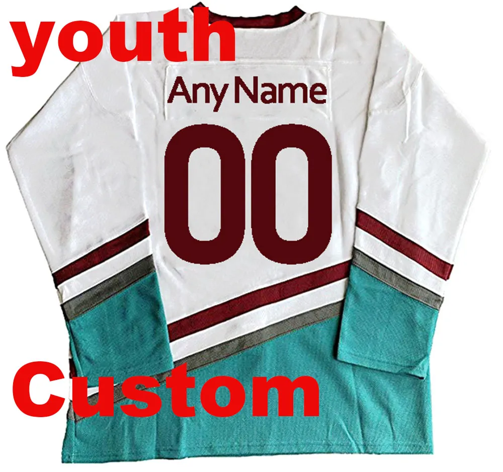 Youth Kids Mighty Ducks Movie Hockey Jersey 96 Charlie Conway 99 Adam Banks 66 Gordon Bombay 33 Greg Goldberg Green White Polyester Stitched