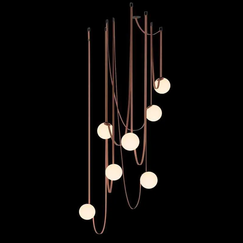 Pendant Lamps Modern Minimalist Duplex Floor Wabi Sabi Style Designer Villa Belt Living Dining Room Chandelier AA230407