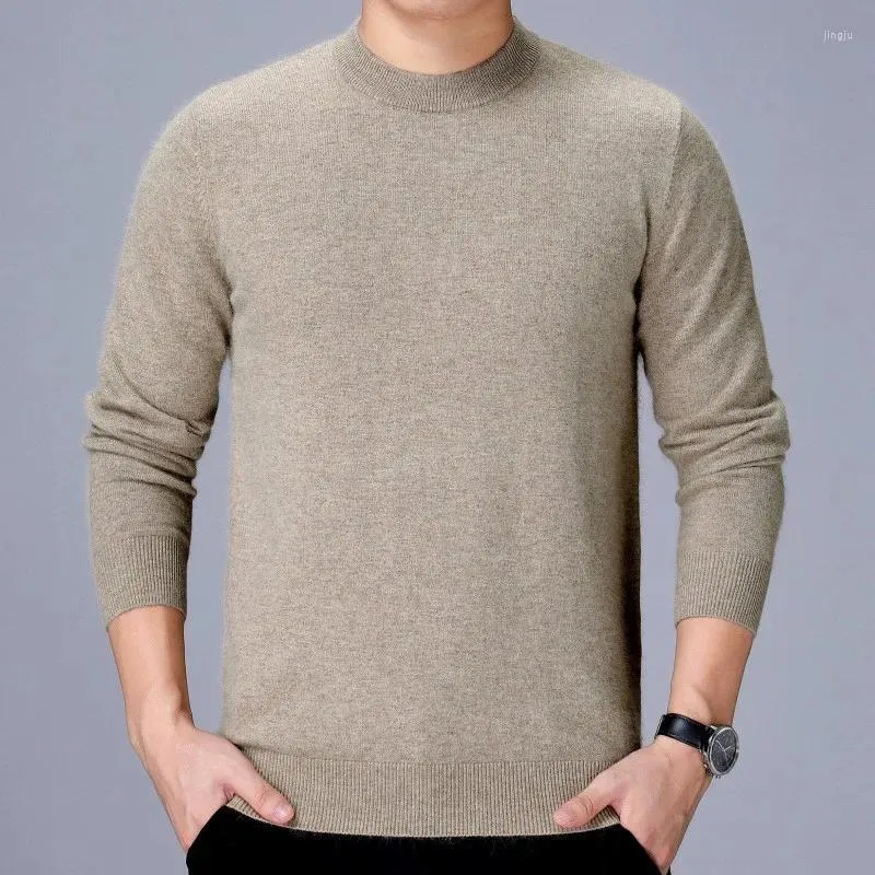 Herensweaters Wintersweater met opstaande hals Effen kleur Pullover Schapenbont Jonge en middelbare leeftijd Dikke kasjmier
