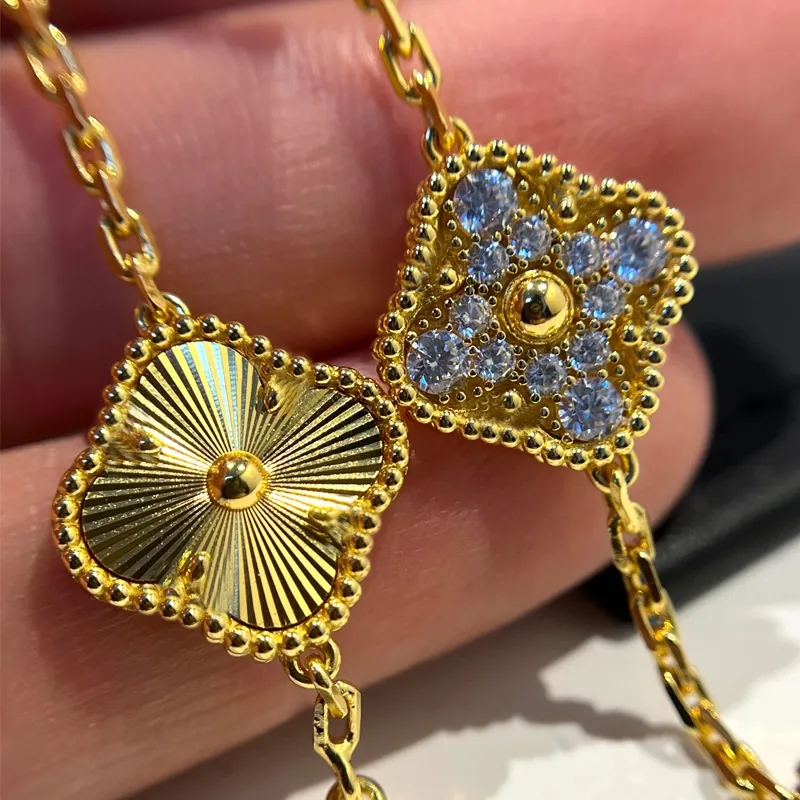 роскошные браслеты дизайнерский браслет с подвесками для женщин 5 цветов четырехлистный клеверный браслет с золотой инкрустацией из оникса женская мода персонализировать дизайнерские украшения подарок девушке