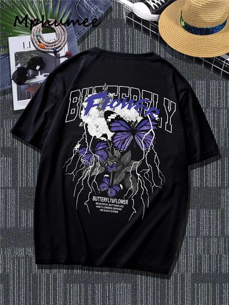 Męskie koszulki Hip Hop Graphic Animal Printed Thirt for Men Summer Y2K Ubranie High Street Punk luźne krótkie rękawe Owwrotne tee Top 230408
