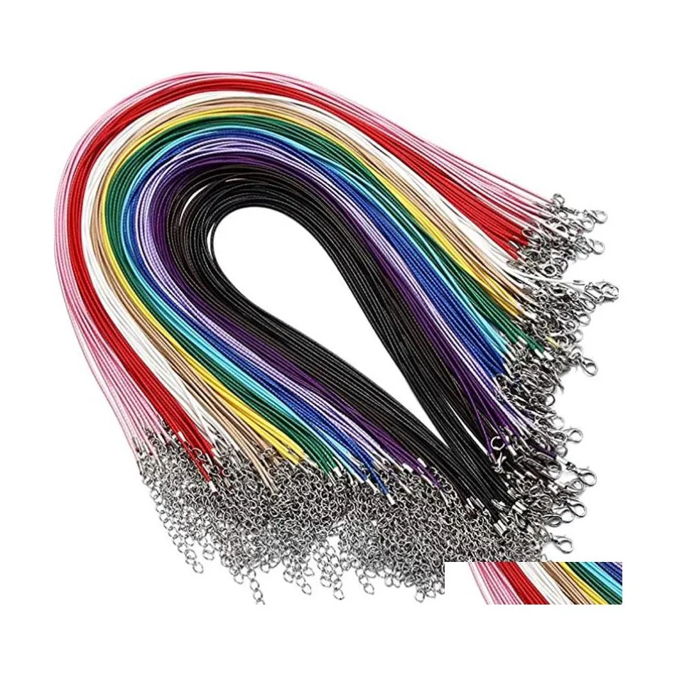 Konst och hantverk 100st/parti 18 tum svart färg justerbar flätad armband för diy halsband lädersladdsmycken som gör fynd Dhk8n