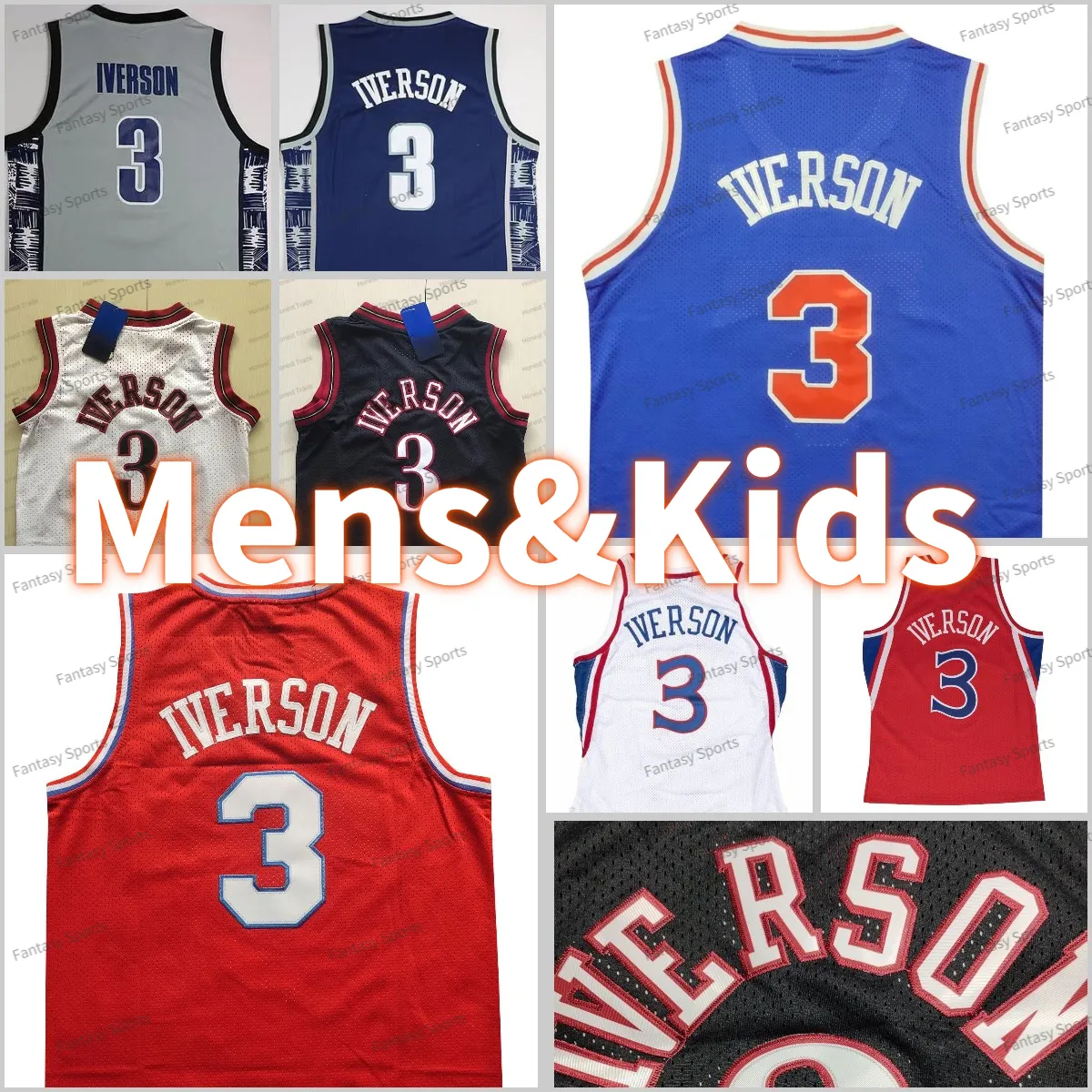 Retro Jersey 3 Allen Iverson Basketball Jersey Mesh Georgetown Hoyas College UniversityVintage College Men Stitched MN Jerseys Shirts