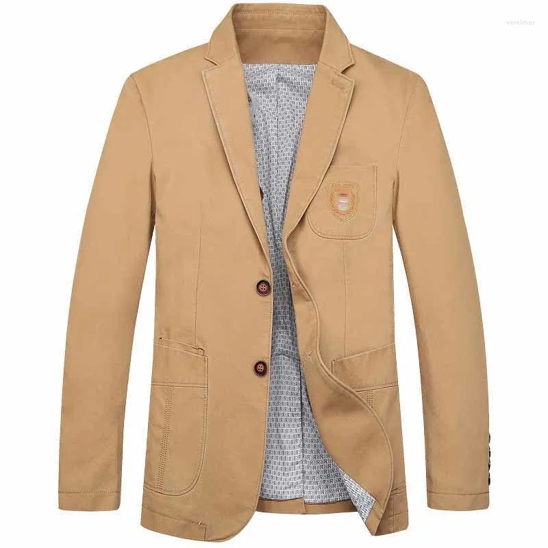 Männer Anzüge Herbst Frühling Mode Männer Casual Blazer Jacke Baumwolle Stickerei 2 Knopf Anzug OUTWEAR Mantel Männliche Kleidung Plus größe