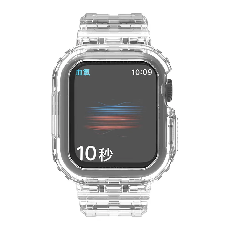 Geeignet für die Watch Series 9/8 der Generation 4567, universelles, gletschertransparentes, integriertes TPU-Armband