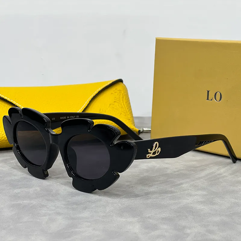 Luxus-Designer-Sonnenbrille für Damen, Blumen-Sonnenbrille mit Etui, personalisiertes Design, Sonnenbrille, Fahren, Reisen, Einkaufen, Strand, hübsch