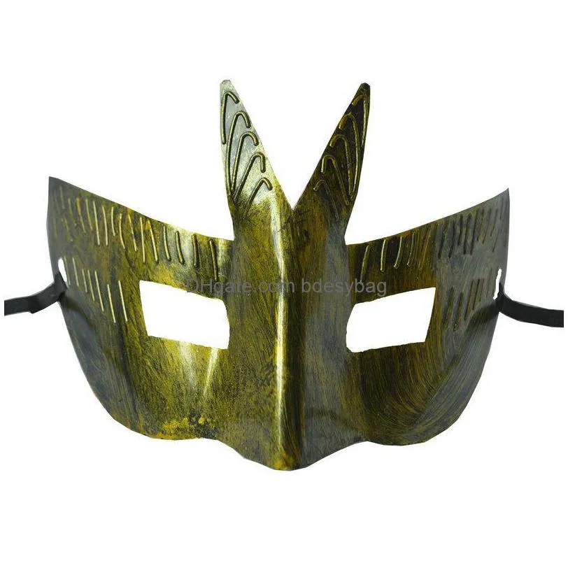2017new mens retro grecoroman gladiator masquerade masks vintage golden/silver mask silver carnival mask mens halloween costume party