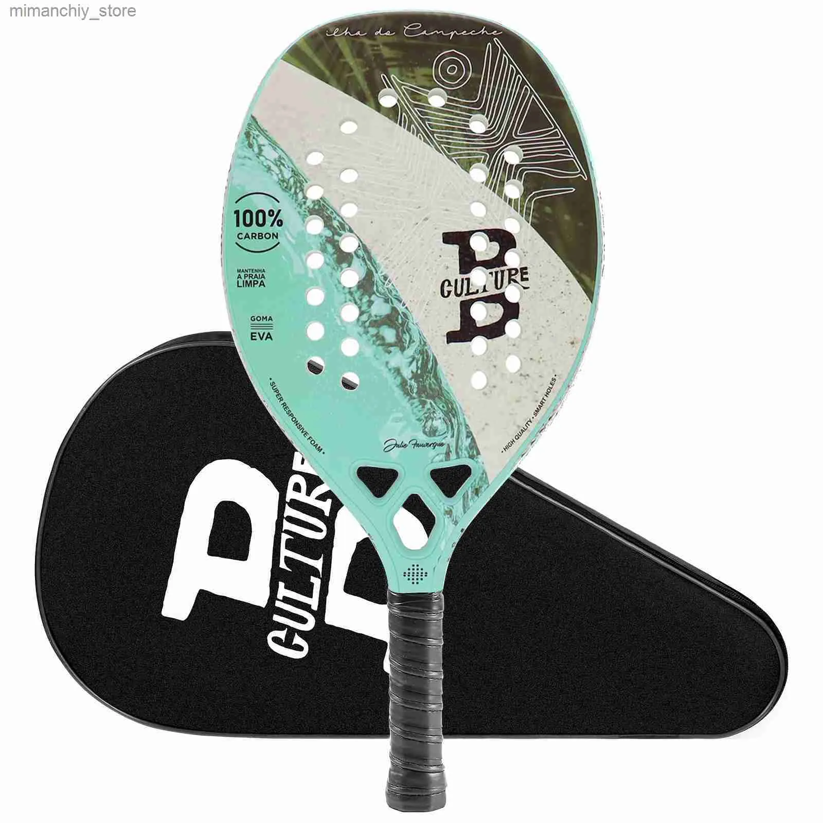 Tennisrackets INSUM Raquete Strandtennisracket Full Carbon Firer EVA Zacht Gezicht Ronde Grit Racket Strandtennis met Cover Bag Q231109