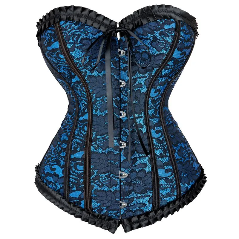 Bustiers Corsets Et Femmes Sexy Vintage Floral Corset Victorien Lingerie Renaissance Plus La Taille S-6XL Noir Blanc PinkBustiers