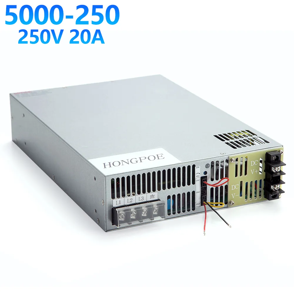 Hongpoe 5000W 250V Alimentation Power 0-250V Power250VDC AC-DC 0-5V Contrôle du signal analogique SE-5000-250 Transformer Power 250V 20A 220VAC / 380VAC ENTRÉE