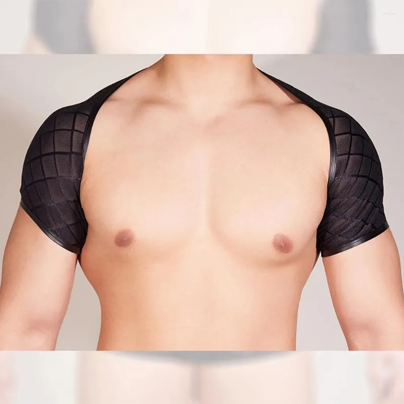 Bras Sets Men Sexy Macho Training Fitness Vest Rhombus Mesh Short Sleeve  See Through T Shirt Decor Half Cropped Shrug Top Clubwear From 8,35 €