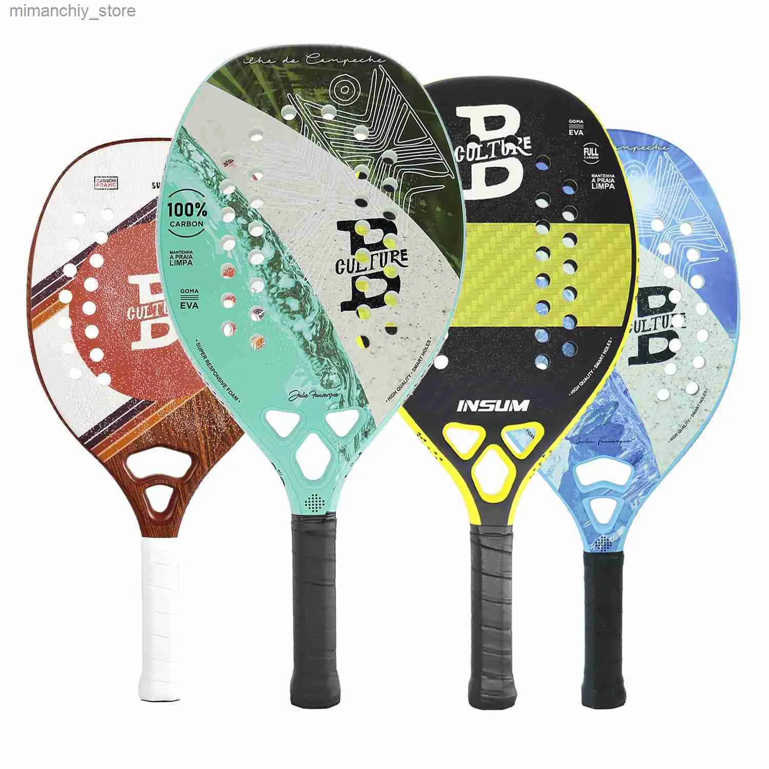 Tennisrackets INSUM Racket Strand Professioneel Full Carbon Tennisvezel EVA Superzacht met strandtennisballen Hoestas Tennisracket Q231109