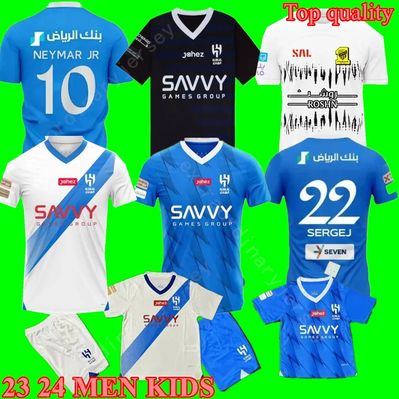 23 24 New Style Al Nassr FC Ronaldo Men Home Kital Hilal Saudi CR7 Football Leyad Benzema Neymar JR Fans Player Crescent Jersey 2023 2024 Saudiarabien Kort ärmbarn