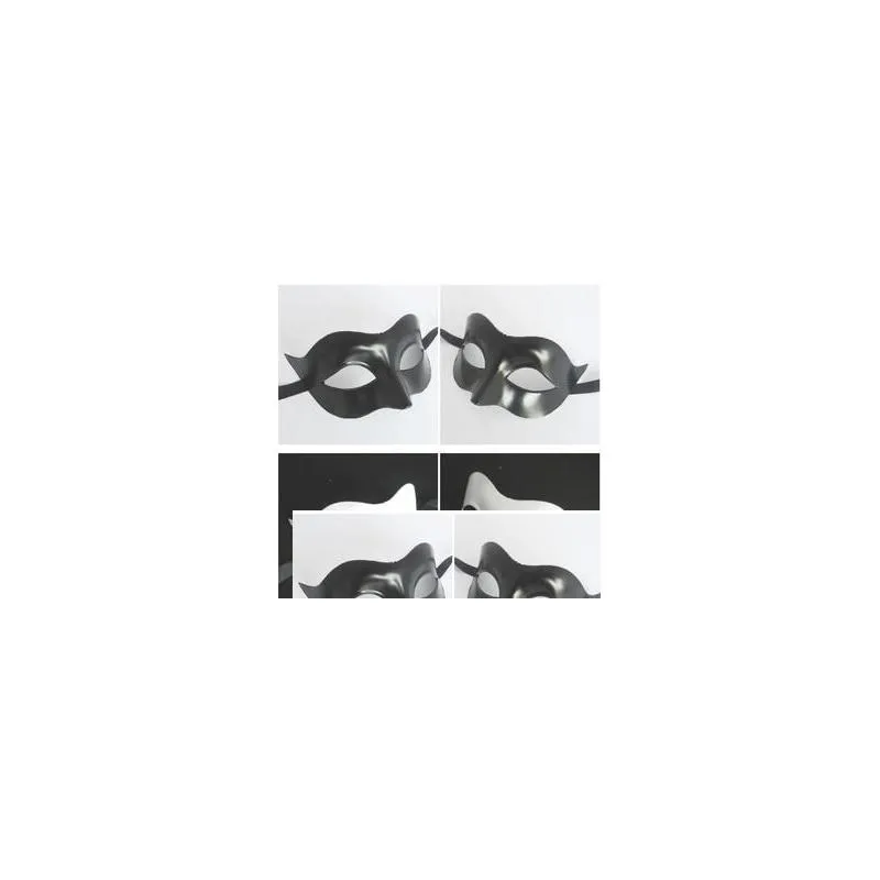 Masques De Fête Nouveau Masque Noir Et Blanc Demi Visage Mascarade Props Livraison Drop Home Garden Fournitures De Fête Dh3Q0