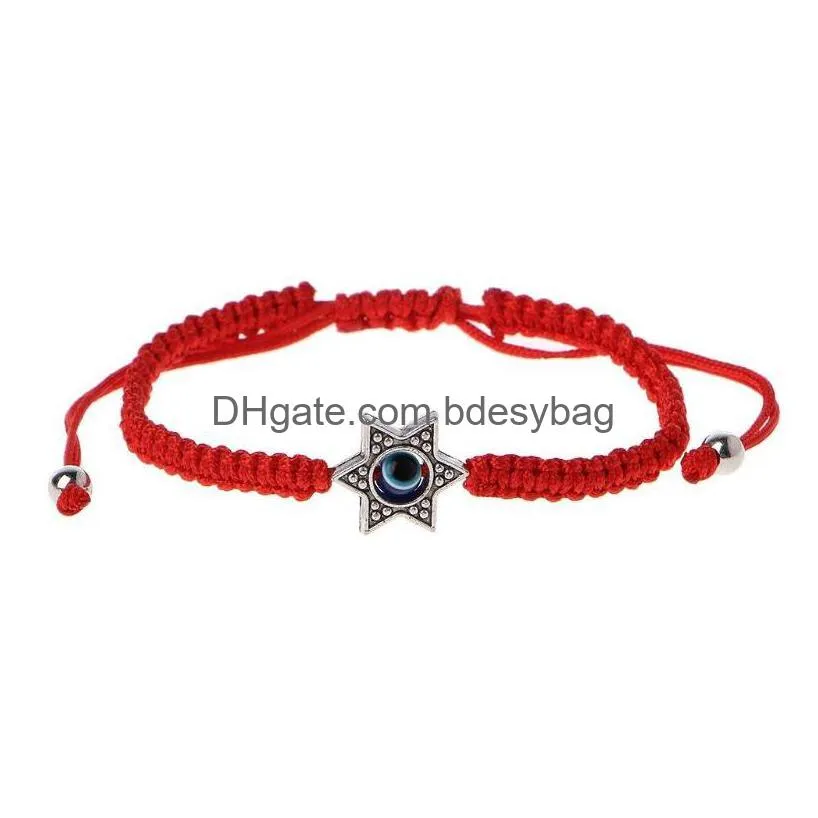 Urok bransolety 20pcs/los Lucky Kabh czerwony nić sznurka Bracelety Błękit Niebieskie Turkish Złe oko Charm Kobiety ręcznie robione fatima przyjaźń je dhwtr