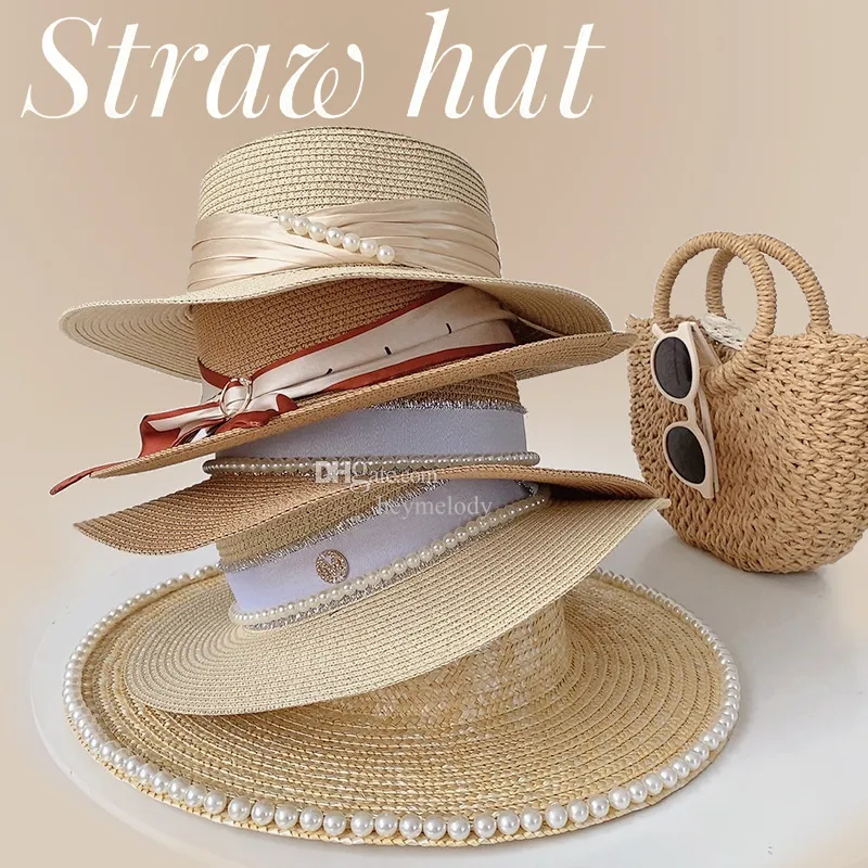 Cappelli di paglia da donna alla moda Cappello estivo da spiaggia Cappello da sole in tessuto Cappellino da donna Cappello da sole per le vacanze
