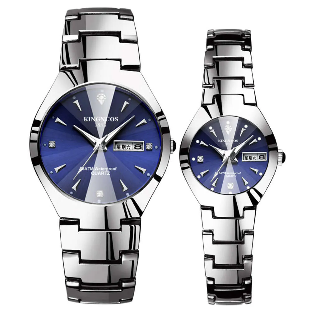 Glow Tungsten Steel Waterproof Fashion Student Pare Men's and Women's Calendar Quartz Watch