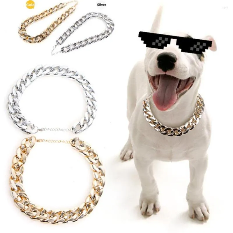 Hondenkragen 2023 Plastic gouden zilverachtige kettingstijl Kleine Chihuahua Strong Bully Pet Pet Cat Gebruik luxe kraag huisdieren Product