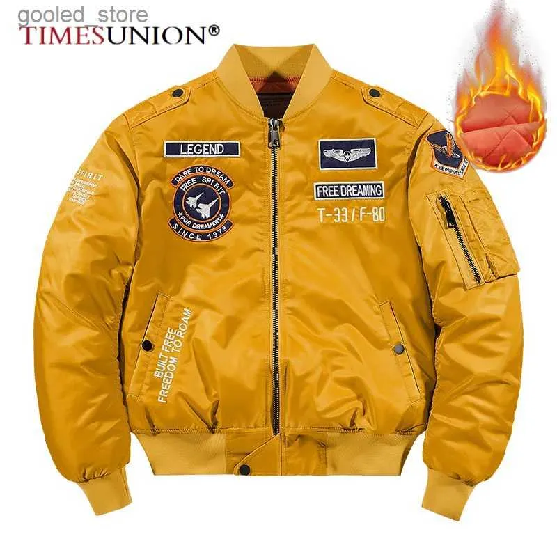 Herrjackor Hip Hop Jacket Män Autumn Winter Tjock Army Navy Yellow Military Motorcykel MA-1 Pilot Män baseball Bomber Jacket Män Q231109