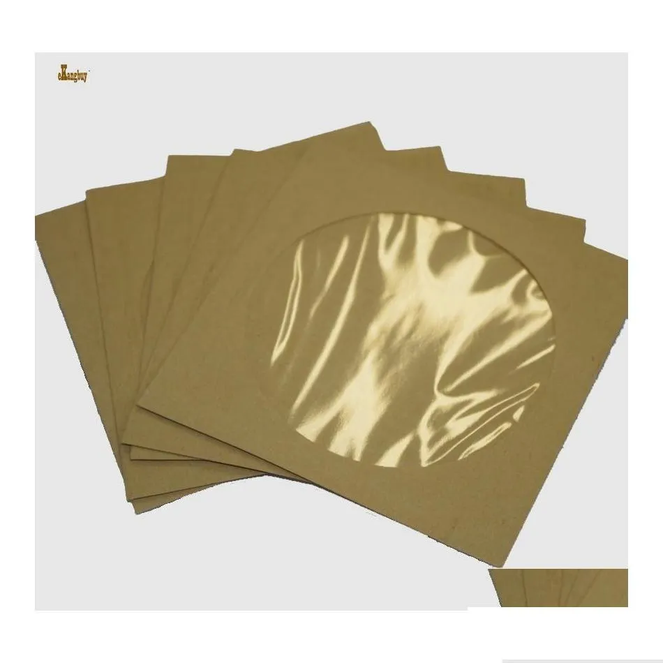 Paper Products 100Pcs/Lot 12.5Cm Square Disc Cd Sleeve 90Gsm Kraft Dvd Bag Er D Packaging Envelopes Type Pack Bags Wedding Party Fav Dhvwx