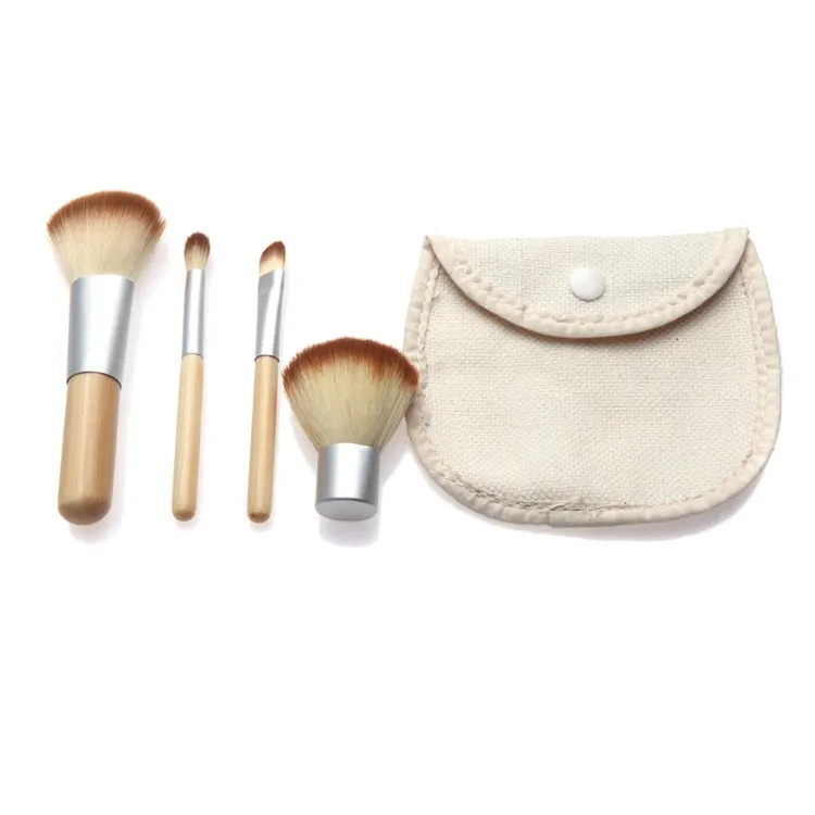 1set/4Pcs Professional Foundation Make up Bamboo Brushes Kabuki Makeup Brush Cosmetic Set Kit Tools Eye Shadow Blush Brush qp