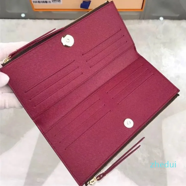 Designer-Classic Lange Brieftaschen mit doppeltem Reißverschluss für Damen Kartenhalter für Damen Echtleder-PVC-Umhängetasche Brieftasche für Damen 21 5x10cm305n
