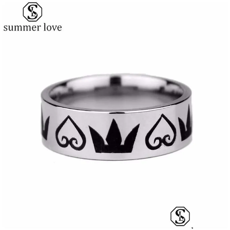 Band Rings Trendy Hip Hop Heart Crown Ring Men Acessórios Vintage Punk Rock Aço inoxidável para jóias do dia dos namorados